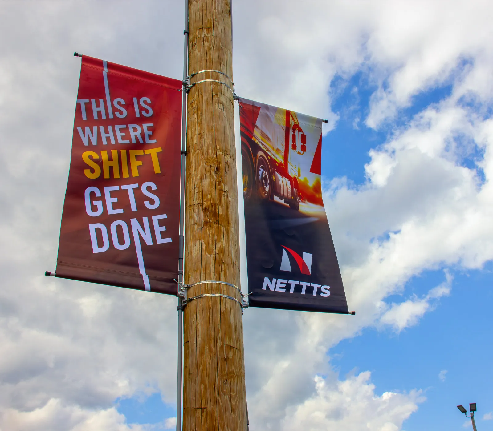 New England Tractor Trailer Training School outdoor pole banners